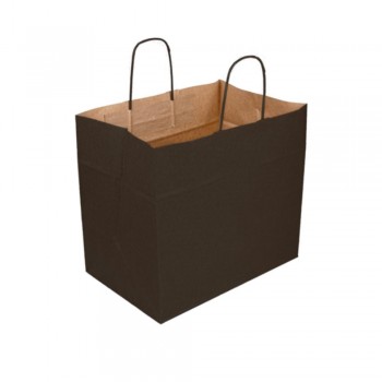 BOLSA PAPEL NEGRA/KRAFT CON ASA RIZADA HAWANA - 32+21x28 CM