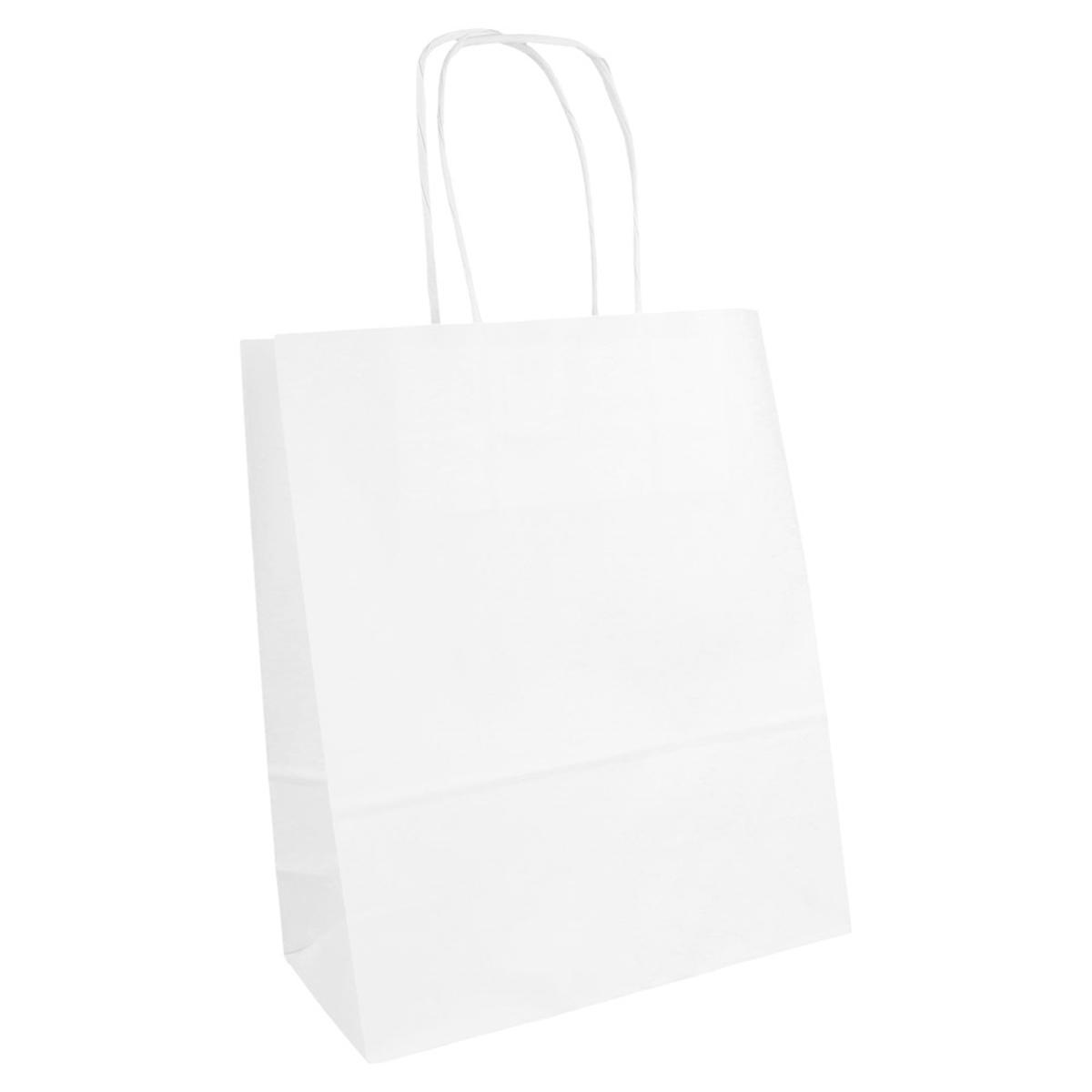 BOLSA BLANCA PAPEL ASA RIZADA - 18+8x21,5 CM (250 Unidades)