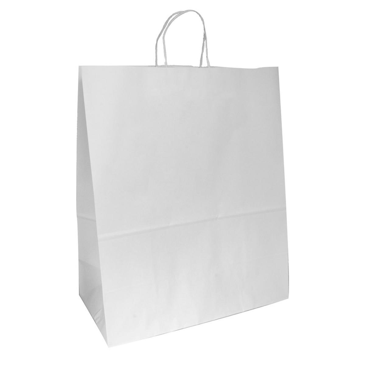 BOLSA BLANCA CELULOSA CON ASA RIZADA - 40+20x48 CM (150 Unidades)