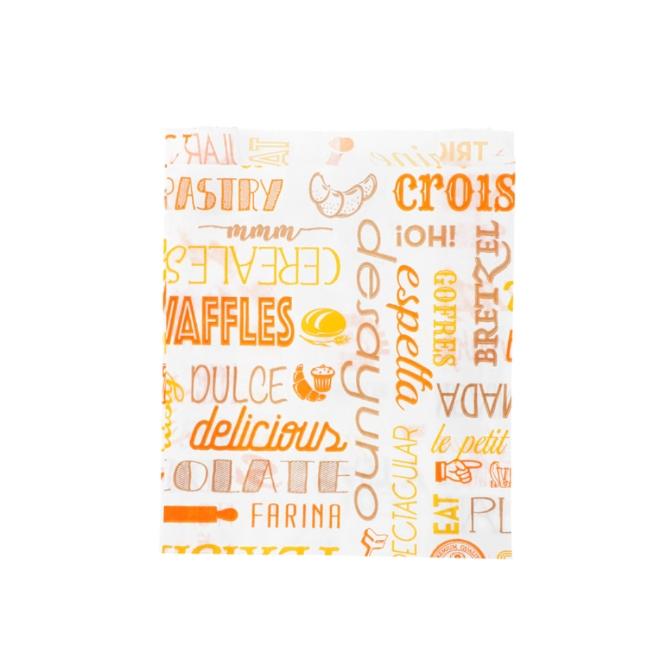 BOLSA PAPEL BOLLERÍA PAROLE NARANJA - 12+5x14 CM (500 Unidades)