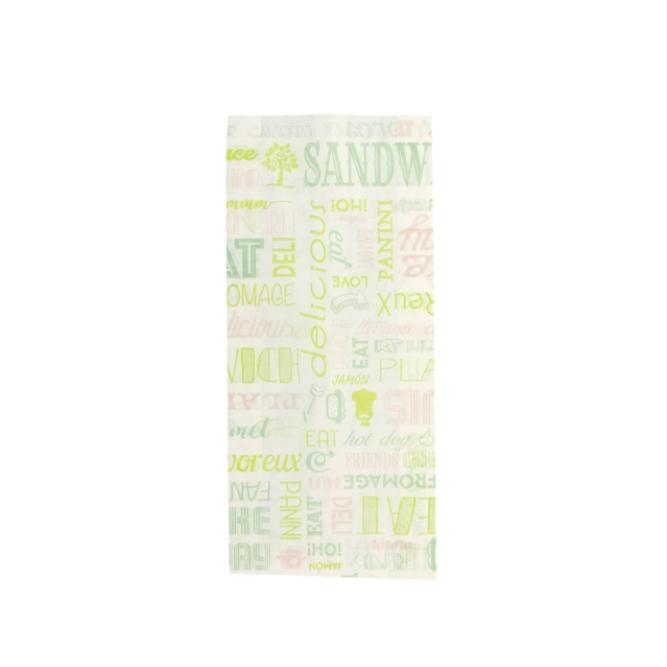 BOLSA BOCADILLO DE PAPEL ANTIGRASA PAROLE VERDE - 12+4X26 CM (500 Unidades)