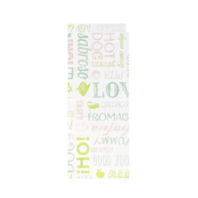 BOLSA HOT DOG PAPEL ANTIGRASA ABIERTA PAROLE VERDE - 9+3x22 CM (500 Unidades)