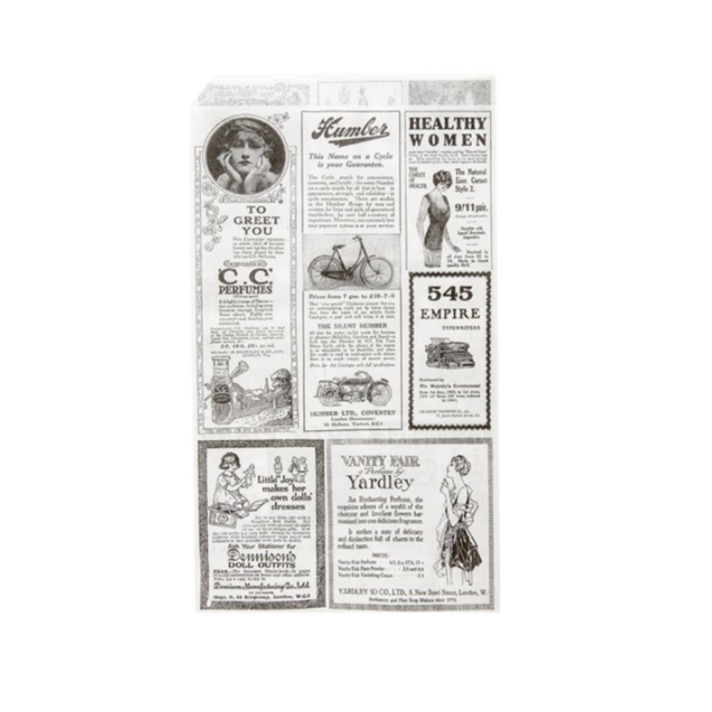 BOLSA BLANCA DE PAPEL ANTIGRASA ABIERTA NEWS PARA CREPES/TACOS - 13x22 CM (500 Unidades)
