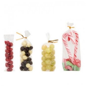 BOLSA TRANSPARENTE FONDO CUADRADO GOMINOLAS Y FRUTOS SECOS - 10x30+6 CM