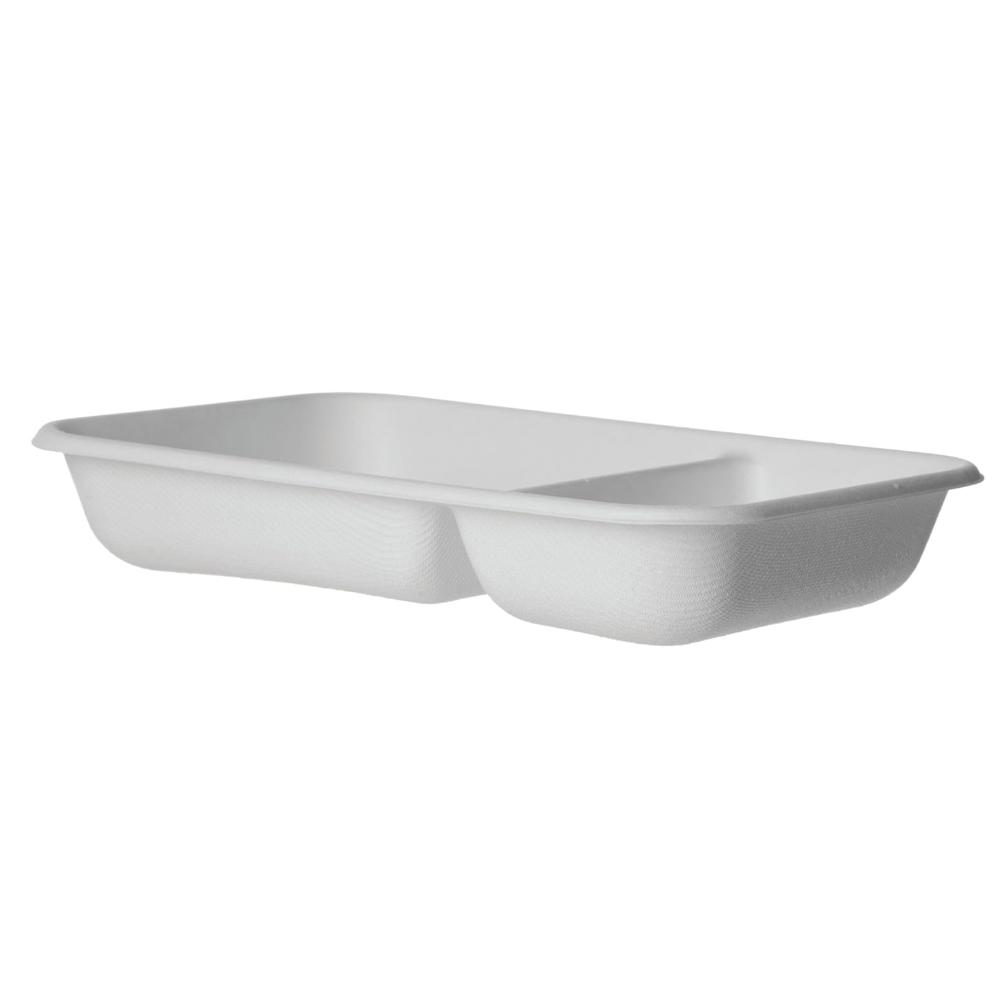 BANDEJA BLANCA BAGAZO 2 COMPARTIMENTOS - 24,5x17 CM (400 Unidades)