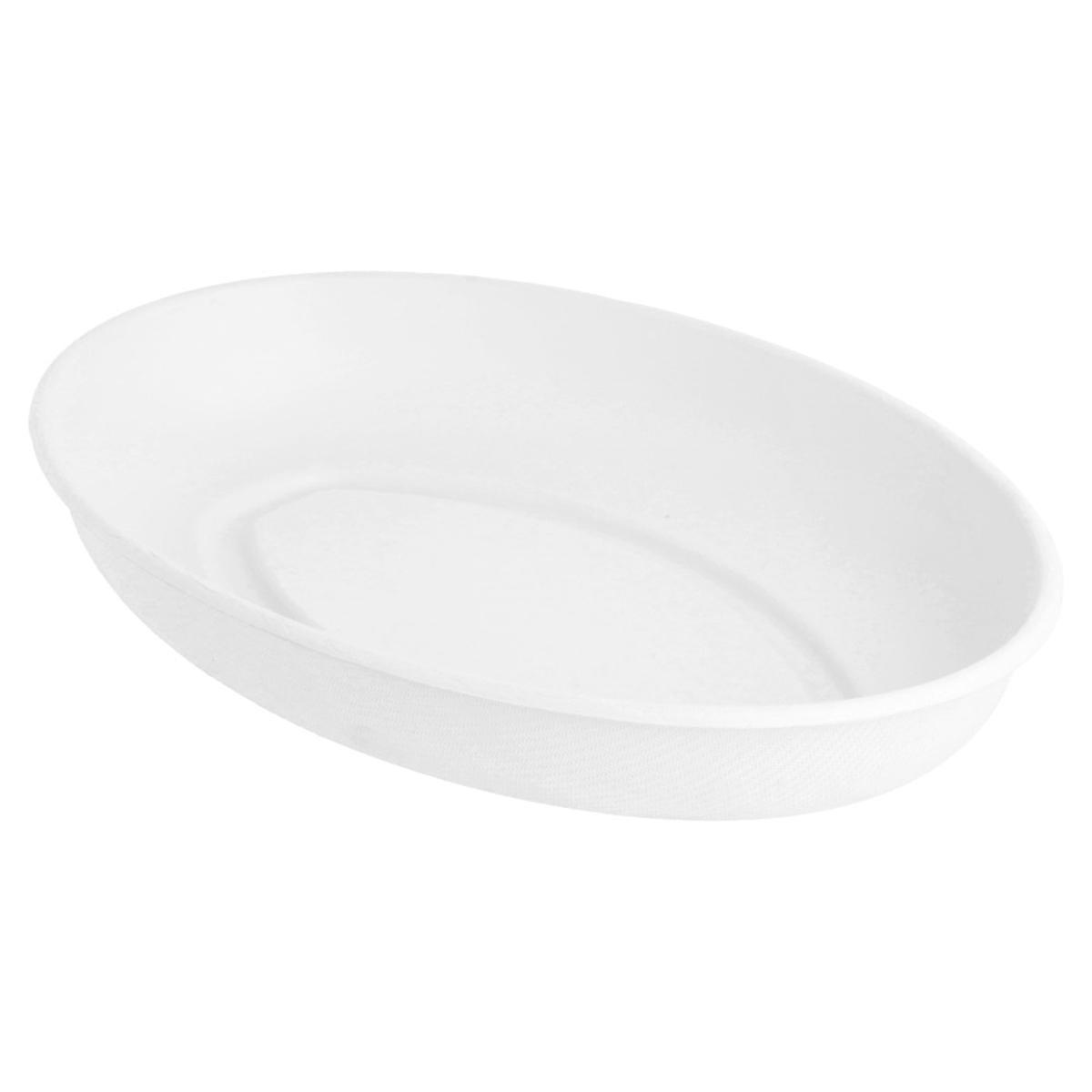 BANDEJA OVAL ALTA BAGAZO BLANCO - 23,6x16,9x4 CM (300 Unidades)