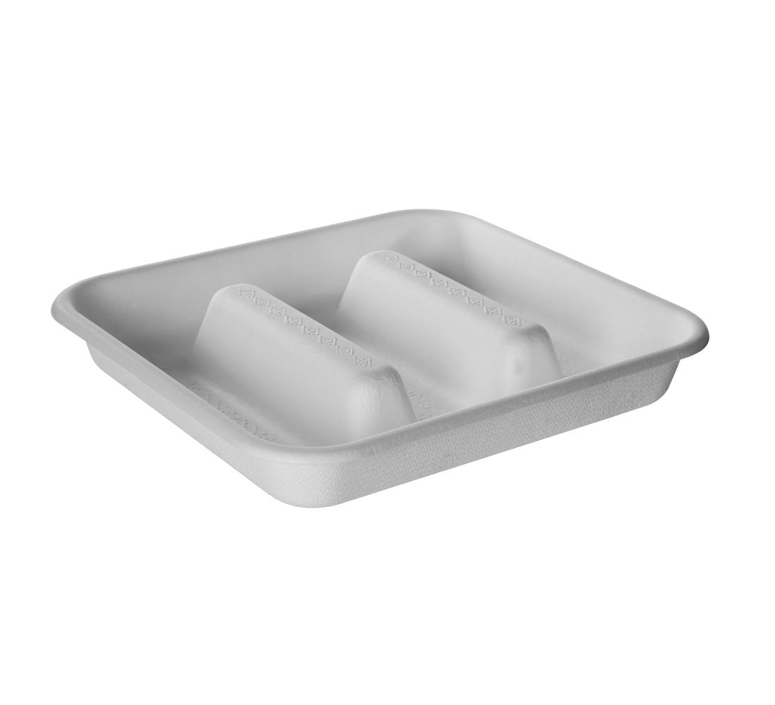 BARQUITA BAGAZO BLANCO 3 COMPARTIMENTOS PARA TACOS - 18,5x18,5 CM (300 Unidades)