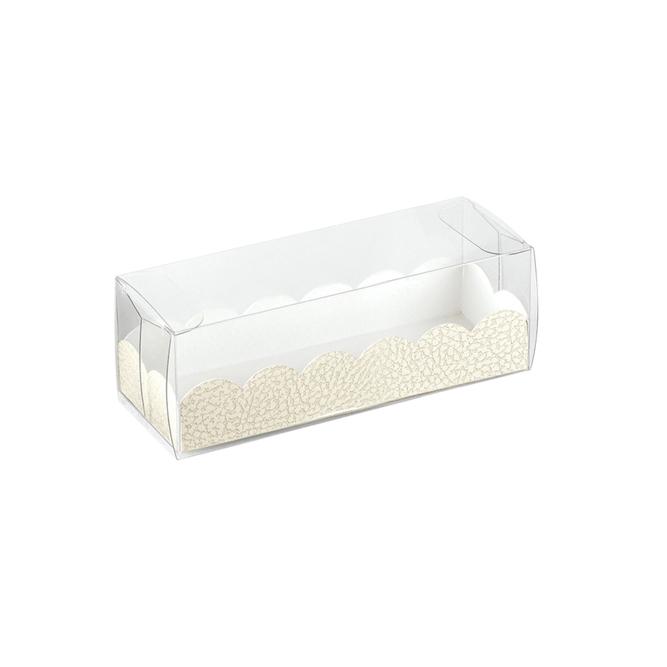 ENVASE TRANSPARENTE 4 MACARONS CON BASE CARTULINA - 16x5x5 CM (200 Unidades)