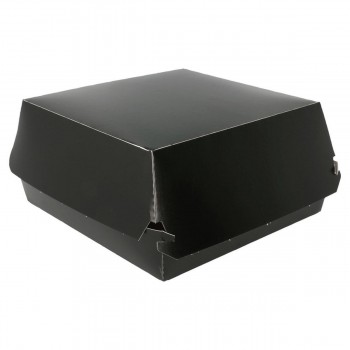 CAJA CARTONCILLO NEGRA PARA HAMBURGUESA - 17,5/15x18/15x7,5 CM