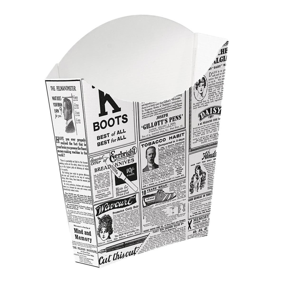 CAJETILLA PARA PATATAS FRITAS JUMBO NEWS - 13,5x8,5x16 CM (1200 Unidades)