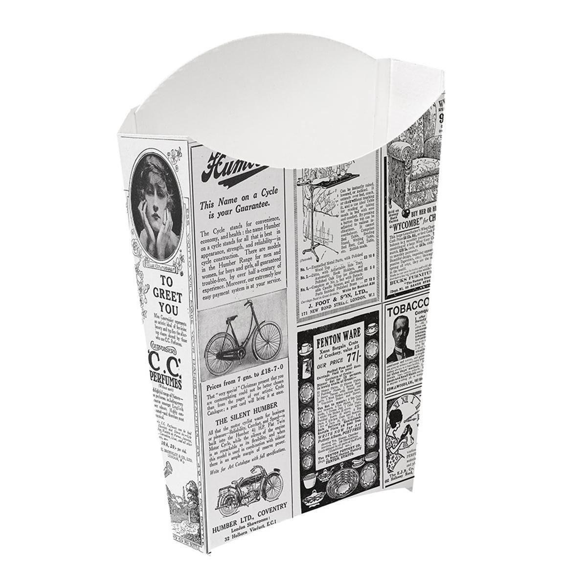 CAJETILLA PARA PATATAS FRITAS SUPER JUMBO THEPACK NEWS - 14,5x9,5x18 CM (1200 Unidades)
