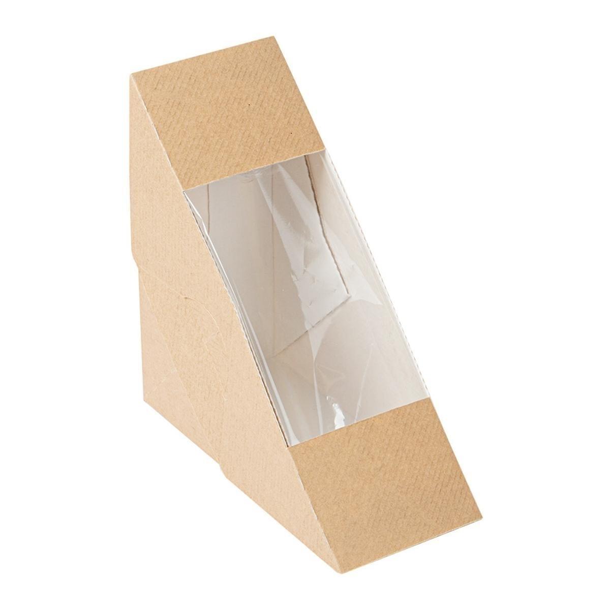 ENVASE KRAFT PARA SÁNDWICH CON VENTANA THEPACK - 12,4x12,4x5,5 CM (500 Unidades)
