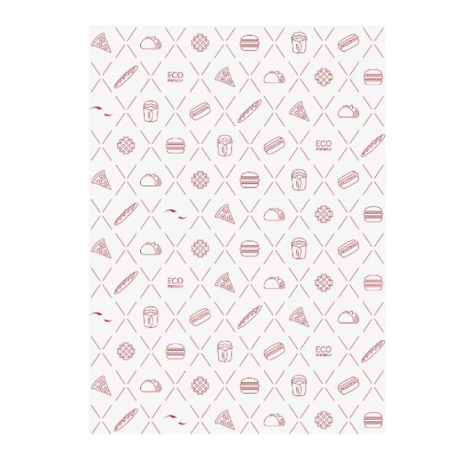 ENVUELTA PAPEL ANTIGRASA COMPOSTABLE ROJO - 30x40 CM