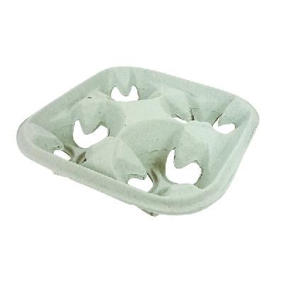 BANDEJA CUP CARRIER DE FIBRA NATURAL PARA 4 VASOS - 21x21x4 CM (220 Unidades)