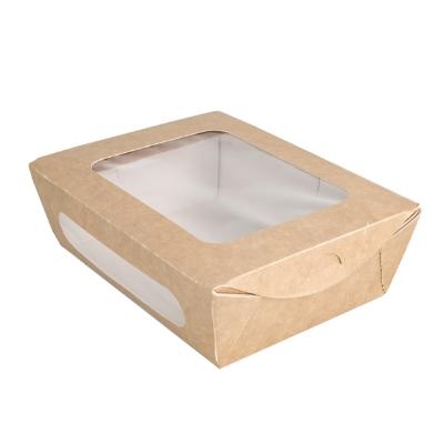 CAJA PARA ENSALADA ESTANCA CARTONCILLO CON DOBLE VENTANA - 16/14x12/10x5 CM (200 Unidades)