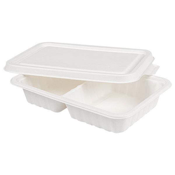 CAJA MENÚ PARA LLEVAR DE BAGAZO 2 COMPARTIMENTOS - 22,5x15x4 CM (400 Unidades)