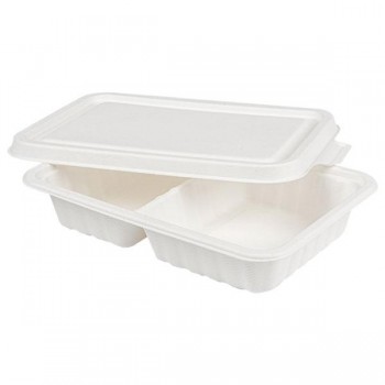 CAJA MENÚ PARA LLEVAR DE BAGAZO 2 COMPARTIMENTOS - 22,5x15x4 CM