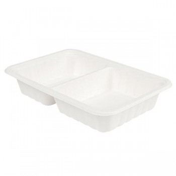 CAJA MENÚ PARA LLEVAR DE BAGAZO 2 COMPARTIMENTOS - 22,5x15x4 CM