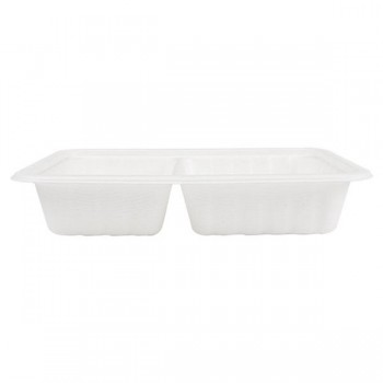 CAJA MENÚ PARA LLEVAR DE BAGAZO 2 COMPARTIMENTOS - 22,5x15x4 CM