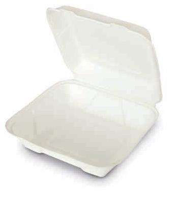 ENVASE BLANCO BAGAZO DE MENÚ PARA LLEVAR - 21x21x7 CM (250 Unidades)