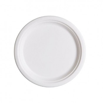 PLATO BLANCO COMPOSTABLE DE BAGAZO - 17,7 CM