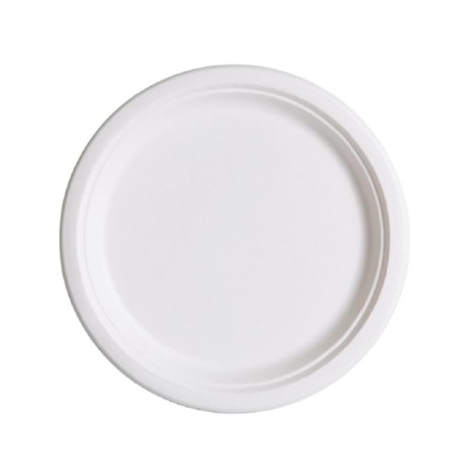 PLATO BLANCO COMPOSTABLE DE BAGAZO - 25,5 CM (500 Unidades)