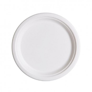PLATO BLANCO COMPOSTABLE DE BAGAZO - 25,5 CM