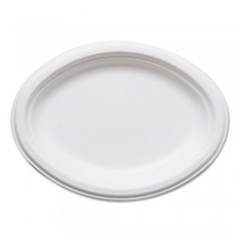 BANDEJA BLANCA OVALADA GAMA BAGASSE by ECOPRODUCTS - 254x190 MM