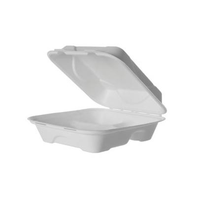 CAJA 3 COMPARTIMENTOS MENÚ PARA LLEVAR BAGAZO BLANCO - 23x23x7,5 CM (200 Unidades)