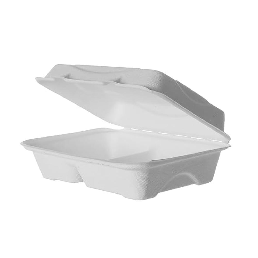 ENVASE PARA MENÚ DE BAGAZO CON 2 COMPARTIMENTOS - 23x15 CM (250 Unidades)