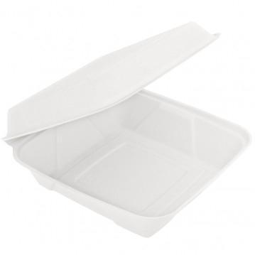 CAJA MENÚ PARA LLEVAR BLANCA DE BAGAZO ANTIHUMEDAD - 23x23x7,5 CM (200 Unidades)