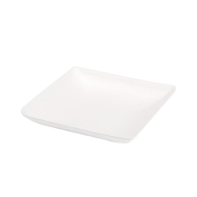 PLATO APERITIVO CUADRADO DE BAGAZO BLANCO - 6,5x6,5x1,2 CM (1000 Unidades)