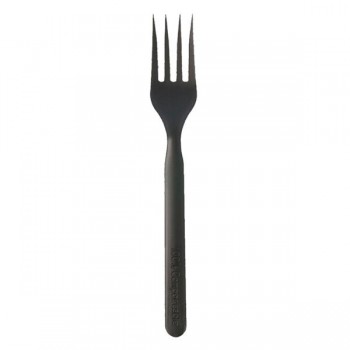 TENEDOR NEGRO COMPOSTABLE - 17 CM