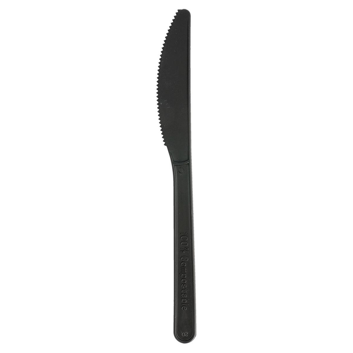 CUCHILLO NEGRO COMPOSTABLE - 17 CM (1000 Unidades)