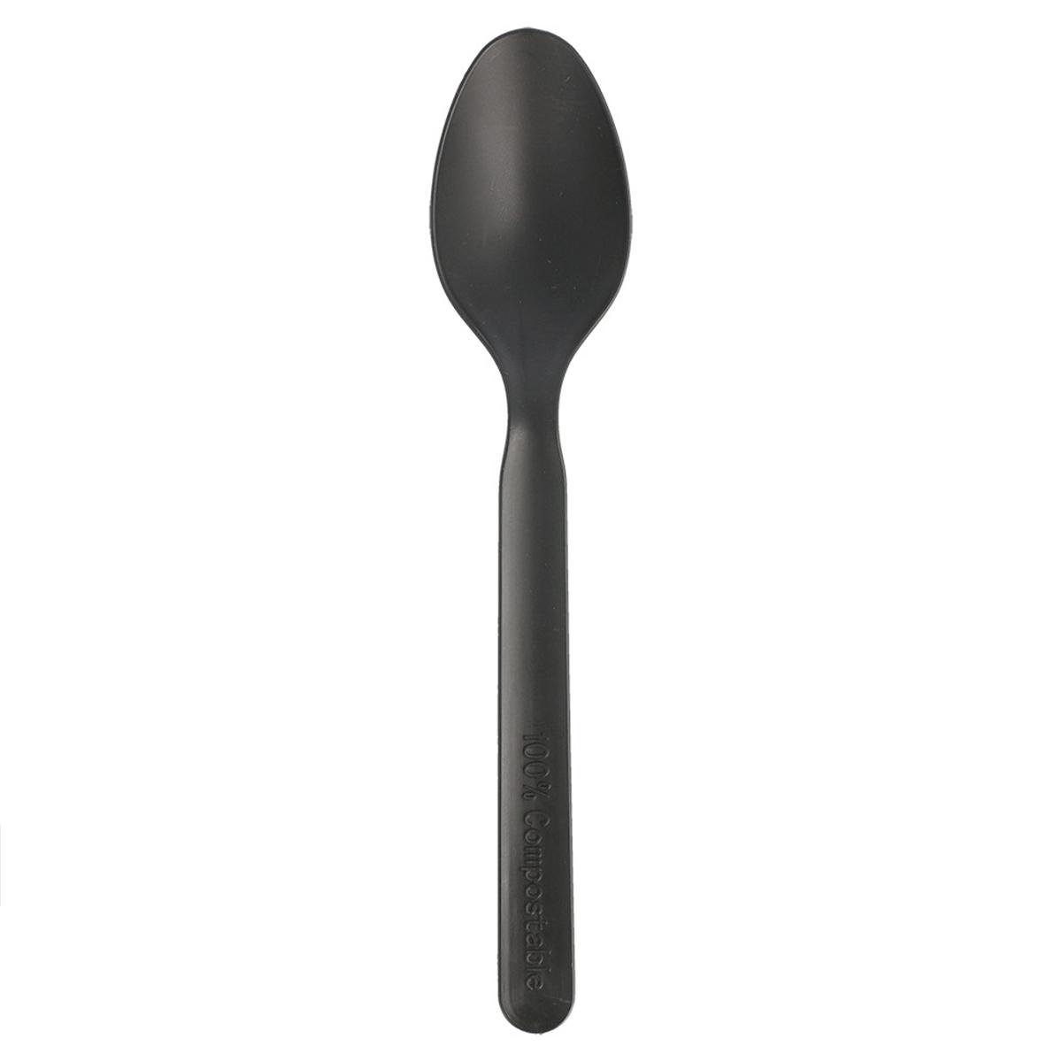 CUCHARA NEGRA COMPOSTABLE - 16 CM (1000 Unidades)