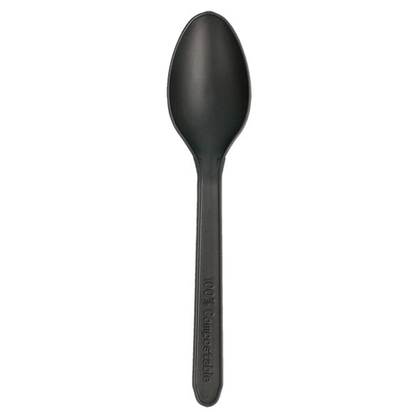 CUCHARA NEGRA COMPOSTABLE - 12,5 CM (2000 Unidades)