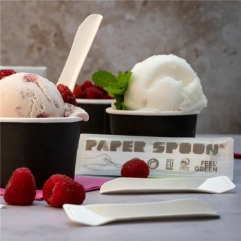 CUCHARILLA BLANCA DE PAPEL CUTLERY ENFUNDADA - 9,4 CM