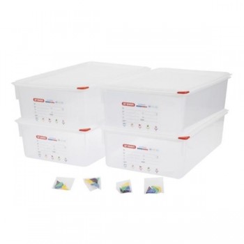 CUBETA CON TAPA HERMÉTICA DE POLIPROPILENO GN1/1 MARCA ARAVEN - 21 L