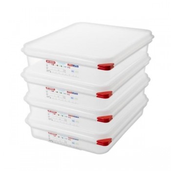 CUBETA CON TAPA HERMÉTICA DE POLIPROPILENO GN1/2 MARCA ARAVEN - 4 L
