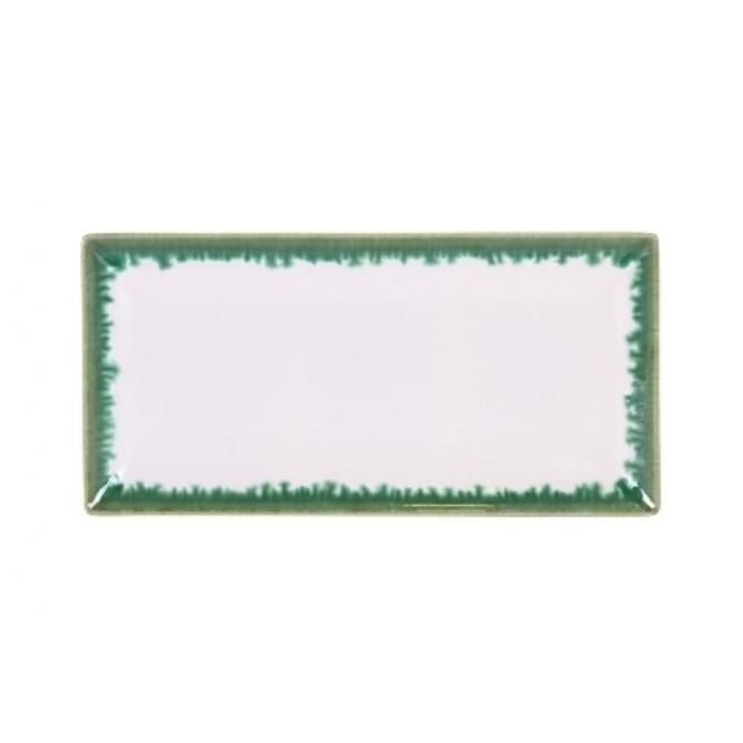 BANDEJA RECTANGULAR DE GRESS CON BORDE DECORADO  COLECCIÓN KOBE - 30x15x2 CM