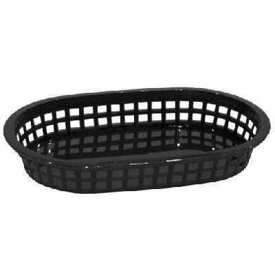 CESTA RECTANGULAR NEGRA DE PLÁSTICO PARA FASTFOOD - 28x17,5x4 CM