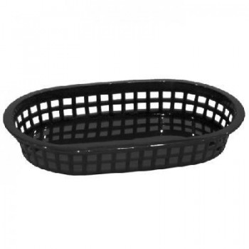 CESTA RECTANGULAR NEGRA DE PLÁSTICO PARA FASTFOOD - 28x17,5x4 CM