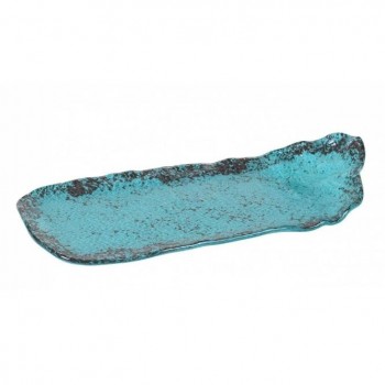 BANDEJA TURQUESA DE CRISTAL DE MURANO COLECCIÓN ETNIC - 32x16 CM