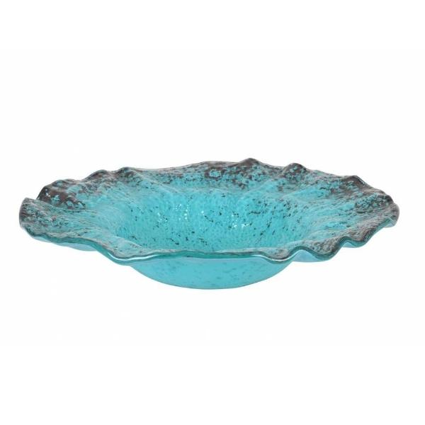 PLATO DEGUSTACIÓN DE CRISTAL DE MURANO TURQUESA - 25x6 CM