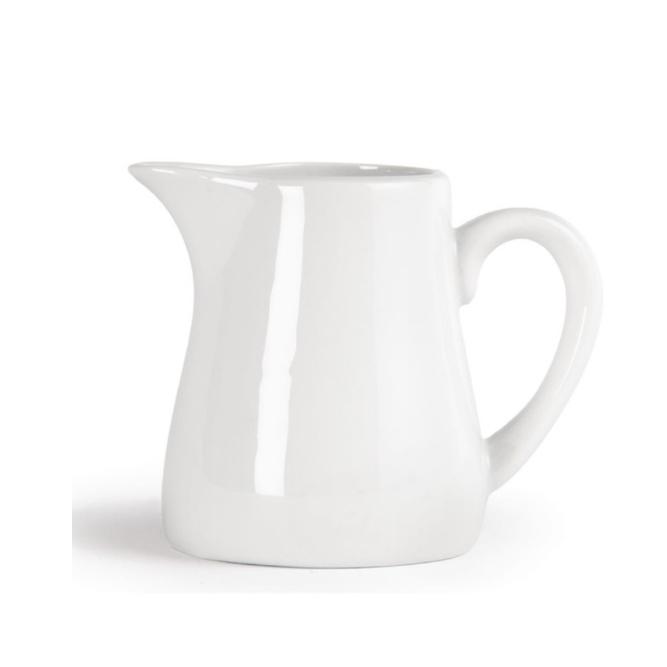 JARRA LECHE PORCELANA BLANCA CON MANGO MARCA OLYMPIA - 170 ML