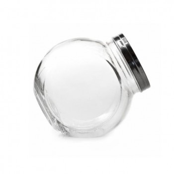 TARRO CRISTAL ALMACENAJE CON TAPA METÁLICA - 19x13,5x19,5 CM