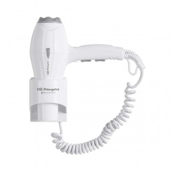 SECADOR DE CABELLOS CON SOPORTE MURAL 1800W BLANCO PARA HOTEL