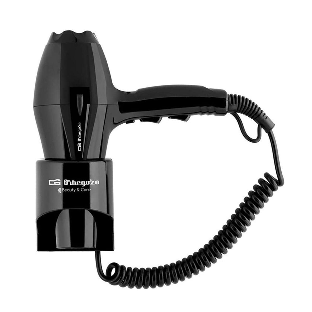 SECADOR DE CABELLOS CON SOPORTE MURAL 1800W NEGRO PARA HOTEL