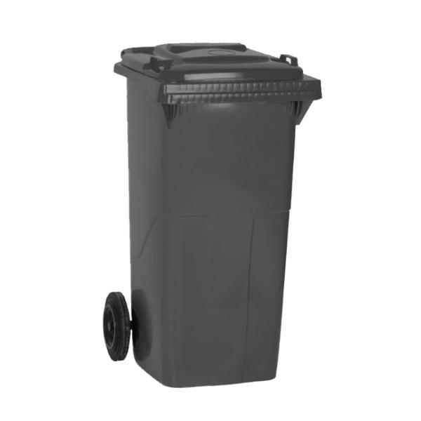 CUBO BASURA GRIS CON TAPA Y 2 RUEDAS - 120 L
