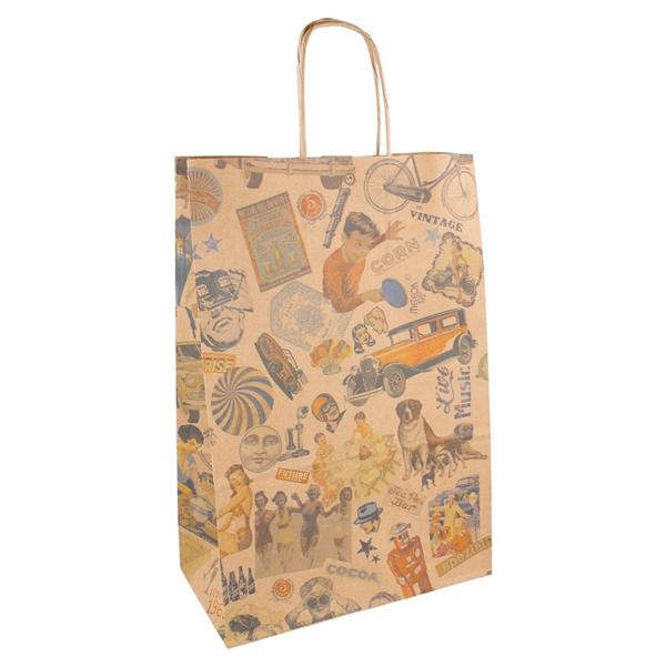 BOLSA PAPEL ASA RIZADA VINTAGE - 26+14x32 CM (250 Unidades)